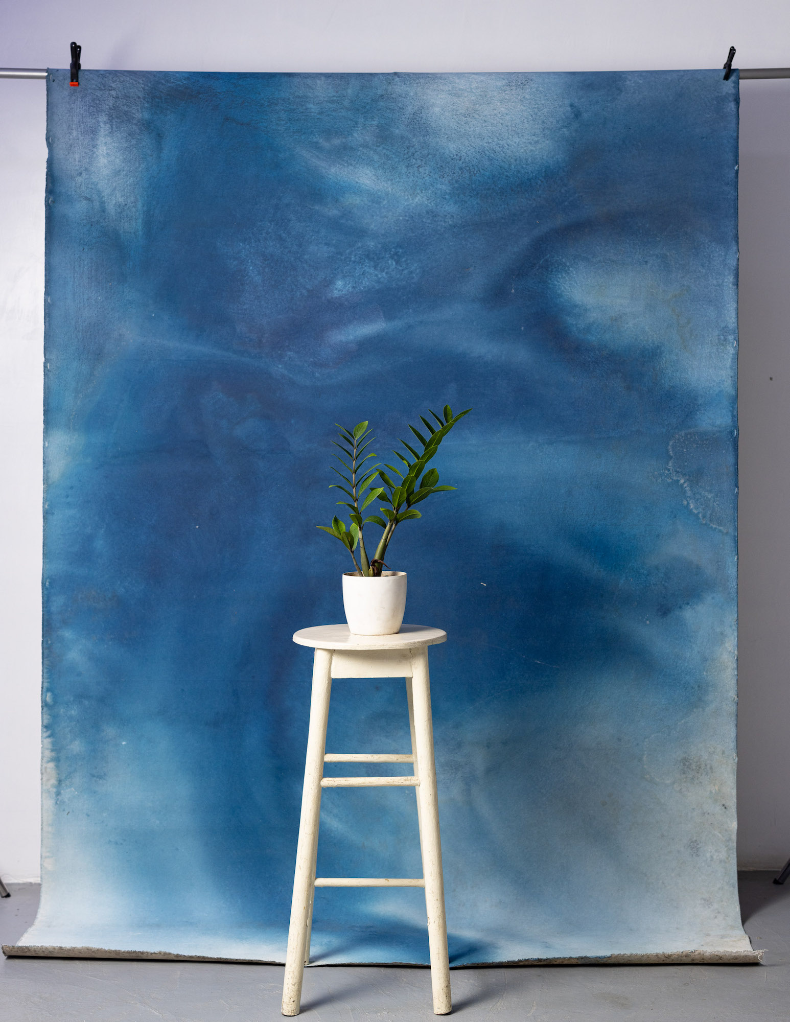 Dusky Blue Painted Canvas Backdrop (SL#226) view 3