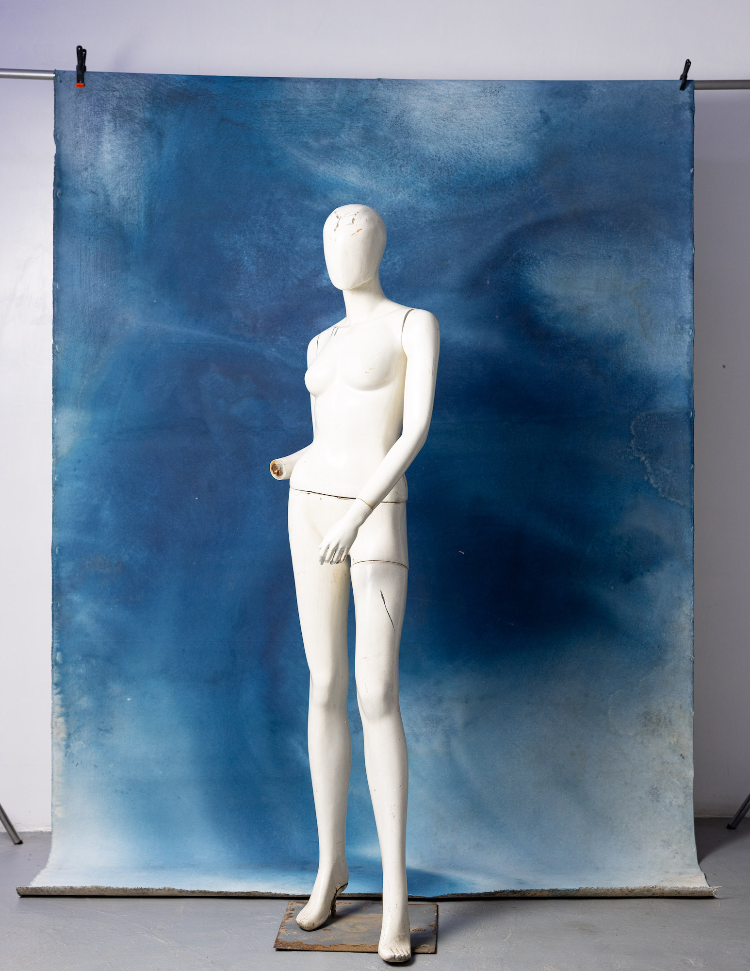 Dusky Blue Painted Canvas Backdrop (SL#226) view 4